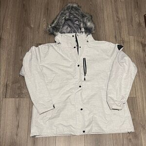Avalanche Heather Gray Bomber Jacket with Fur Hood